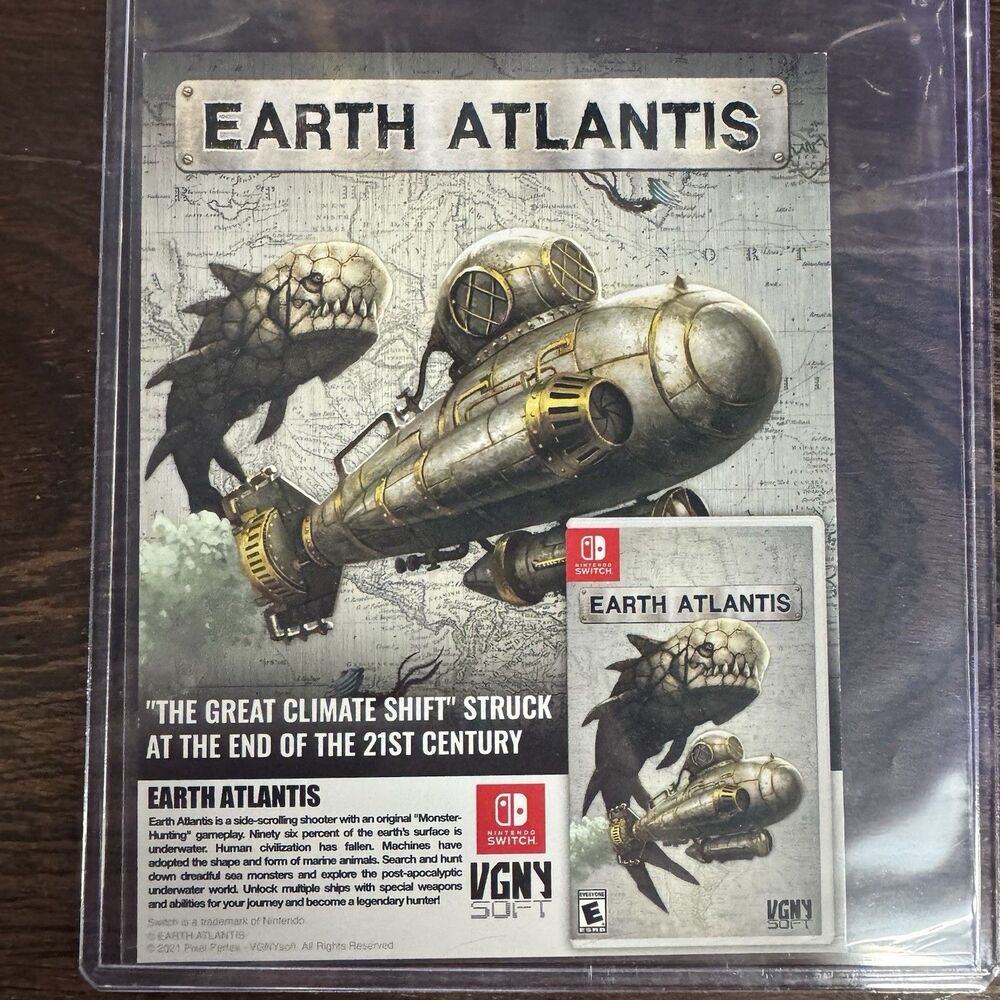 Earth Atlantis Promo Flyer VGNYsoft Nintendo Switch Art Postcard Flyer Poster
